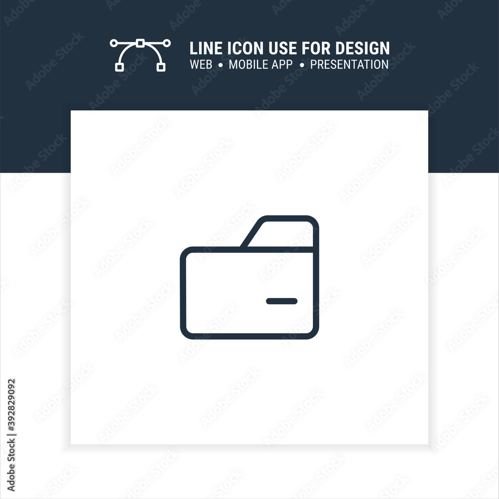 Poster delete folder vector symbol outline stroke graphic design single icon illustration