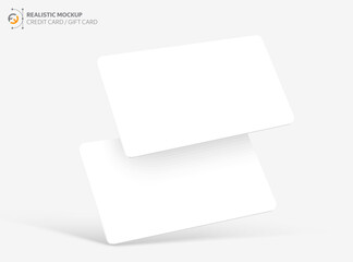 Mockup realistic credit / visit / gift card with shadow for your design, isolated on light background. Realistic mockup card. Vector illustration EPS10.