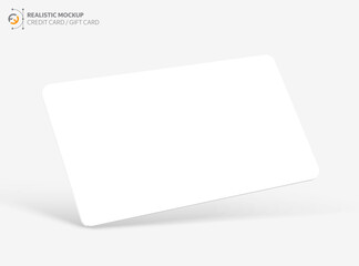 Mockup realistic credit / visit / gift card with shadow for your design, isolated on light background. Realistic mockup card. Vector illustration EPS10.