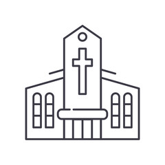 Chapel icon, linear isolated illustration, thin line vector, web design sign, outline concept symbol with editable stroke on white background.