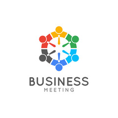 Teamwork meeting logo. Business team union concept