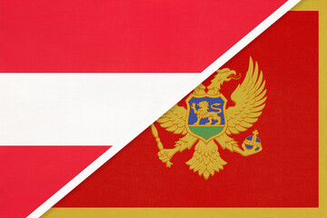Austria and Montenegro, symbol of national flags from textile.