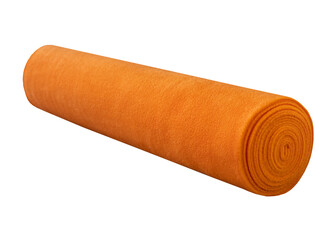 Fleece or polar blanket roll. Orange yoga blanket.