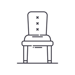Chair icon, linear isolated illustration, thin line vector, web design sign, outline concept symbol with editable stroke on white background.