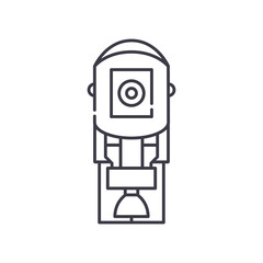 Circuit camera icon, linear isolated illustration, thin line vector, web design sign, outline concept symbol with editable stroke on white background.