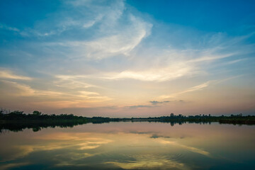 Fototapeta premium Sunset at the lake landscape