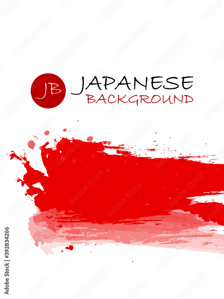 Poster red abstract background with ink splats. japanese style composition. aggressive futuristic dynamic b