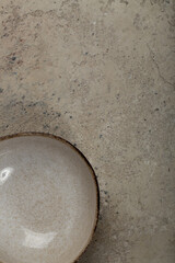 Vintage Rustic Plate on beautiful Stone textured background. Minimalist Style. Template for Poster Banner Cooking Baking Workshop Course