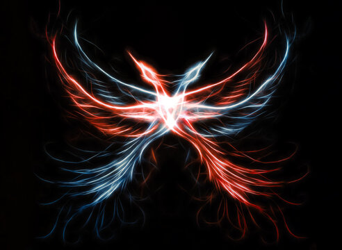 Flying phoenix bird as symbol of rebirth and new beginning