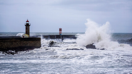 Felgueiras lighthouse in Porto coast of Portugal