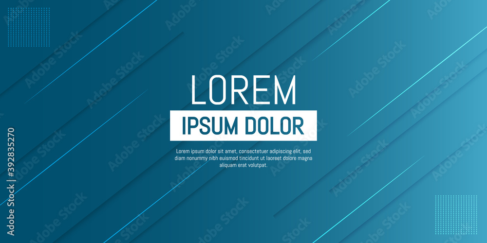 Poster abstract modern of blue and turquoise lines with shadow on gradient background