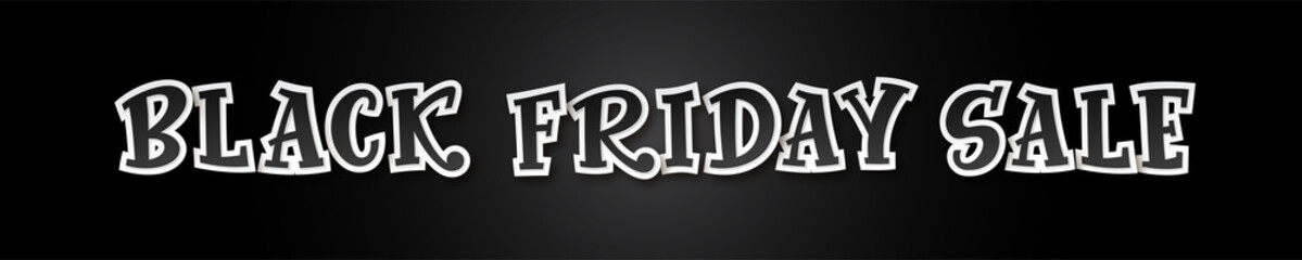 Black Friday Paper Cut Lettering with 3d effect on a black or white background. Trendy comic font for decorative design. Easy recolor vector illustration EPS10.