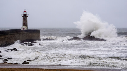 Felgueiras lighthouse in Porto coast of Portugal