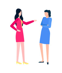 Colleagues on coffee break vector, women talking about business project and working tasks, people dealing with job issues, female coworkers discussion