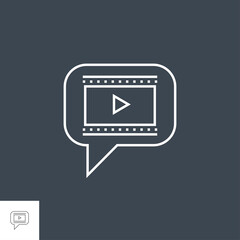 Video Marketing Related Vector Thin Line Icon. Isolated on Black Background. Editable Stroke. Vector Illustration.
