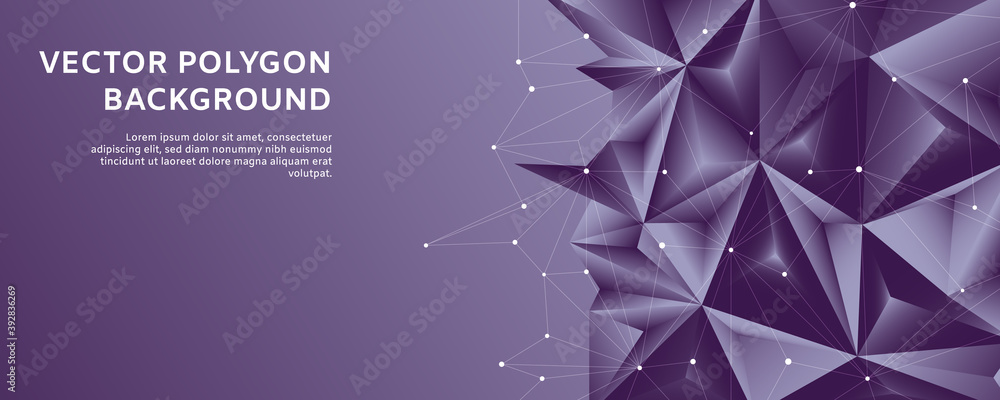 Poster abstract polygonal shapes of polygon line in violet and white gradient background illustration