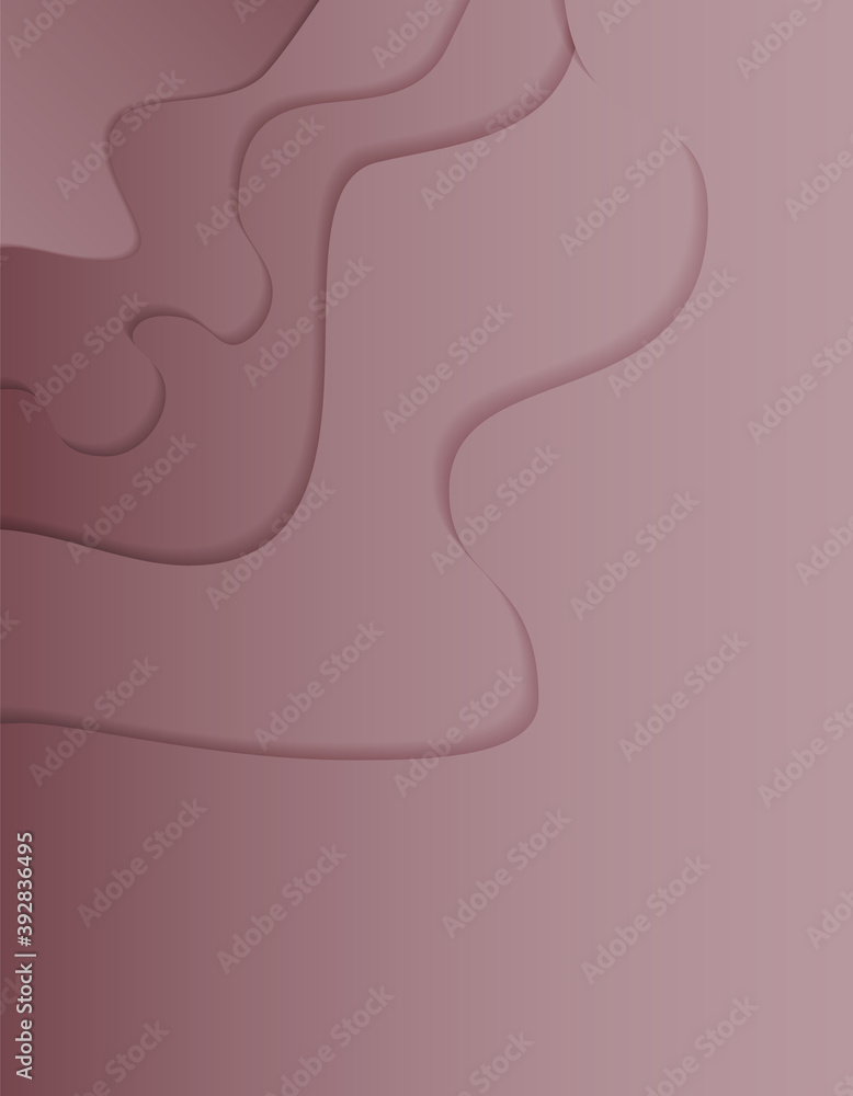 Poster wavy abstract background in paper cut style with doodle pattern. flat colors.
