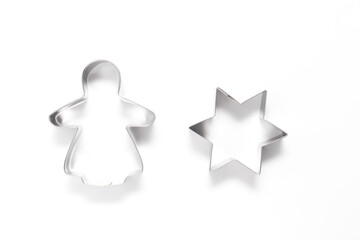 cookie cutters for homemade cookies on white background