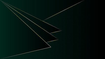 Abstract modern polygonal shapes line gold on green gradient background