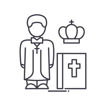 recommend clip art: Church priest icon, linear isolated illustration, thin line vector, web design sign, outline concept symbol with editable stroke on white background.