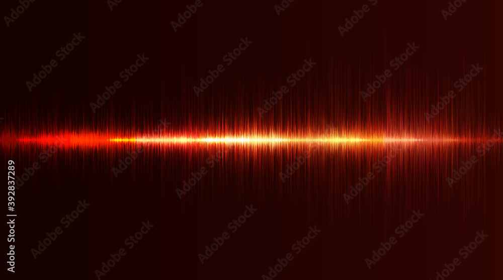 Aufkleber sound wave neon flash lines in red and orange on gradient background