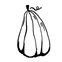 Hand drawn vector clip art of pumpkin. Coloring book page for Halloween. Coloring page. Black and White Cartoon Illustration.