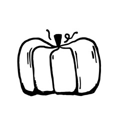 Hand drawn vector clip art of pumpkin. Coloring book page for Halloween. Coloring page. Black and White Cartoon Illustration.