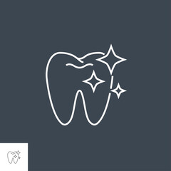 Tooth Clean Line Icon. Tooth Clean Line Related Vector Line Icon. Isolated on Black Background. Editable Stroke.