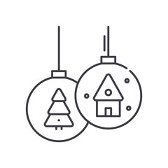 Christmas ball icon, linear isolated illustration, thin line vector, web design sign, outline concept symbol with editable stroke on white background.