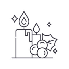 Christmas candle icon, linear isolated illustration, thin line vector, web design sign, outline concept symbol with editable stroke on white background.