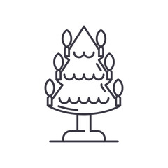 Christmas tree concept icon, linear isolated illustration, thin line vector, web design sign, outline concept symbol with editable stroke on white background.