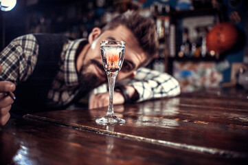 Charismatic bartending creates a cocktail in the night club