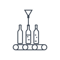 Thin line icon beverages industry, bottling juice, wine