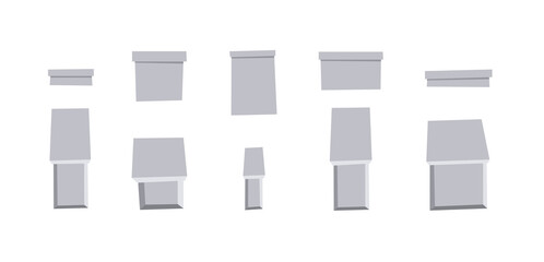 Carton Open and Closed Recycling Boxes Set. Cartoon Style Illustration Delivery Packaging. Flat Graphic Design Forwarding Clip Art. Vector Collection Mockup Isolated on White Background