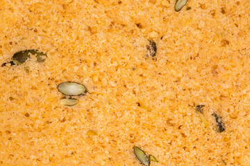Texture of bread with adding pumpkin seeds and juice
