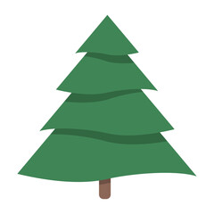 Vector illustration of the Christmas tree on white background . Color flat design for card, banner, poster, advertising, blog. Green christmas tree