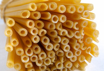 A bundle of pasta in the form of long tubes.