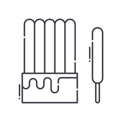 Chocolate stick icon, linear isolated illustration, thin line vector, web design sign, outline concept symbol with editable stroke on white background.