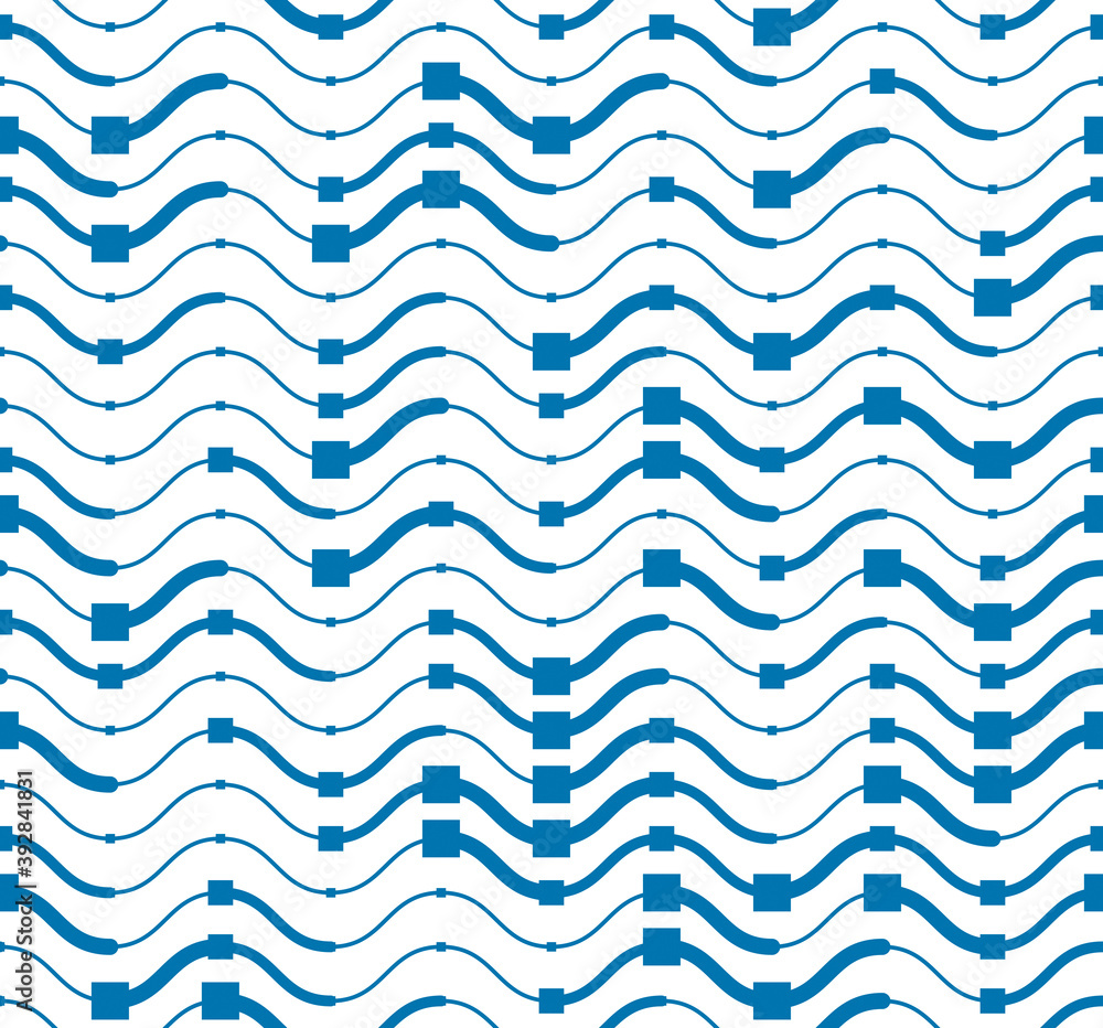 Poster wavy lines regular repeat endless background, vector abstract seamless pattern, technical digital st