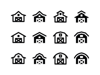 Simple Set of Vector Line and Glyph Icons Barn