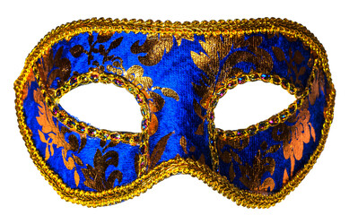 A blue isolated carnival mask on the white background.
