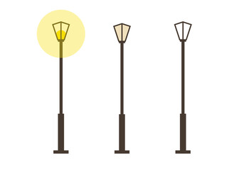 Street lamp, light or lantern. Vector illustration.
