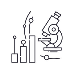 Chemical research icon, linear isolated illustration, thin line vector, web design sign, outline concept symbol with editable stroke on white background.