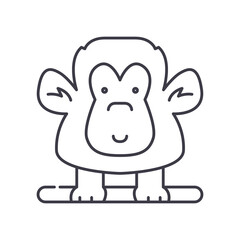 Circus monkey icon, linear isolated illustration, thin line vector, web design sign, outline concept symbol with editable stroke on white background.