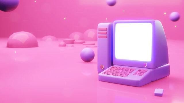 Abtract  Pink With Computer PC