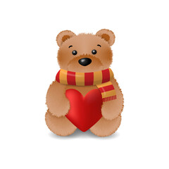 Toy bear with heart. Vector illustration