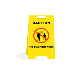Accident Prevention signs, CAUTION board with message NO SMOKING AREA. beware and careful Sign, warning symbol design concept, vector illustration
