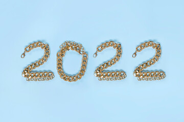 Gold Number 2022. Gold chain. 2022 year