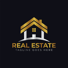 Real Estate Logo Design. Creative abstract real estate icon logo template. gold real estate logo.