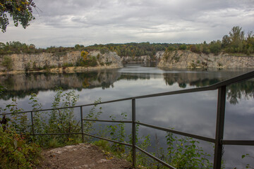 Wild water reservoir during autumn in Poland